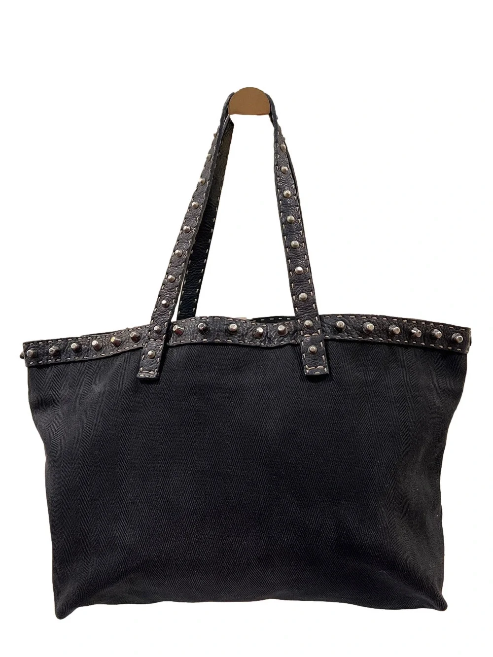 Fendi Selleria Black Studded Tote Bag
